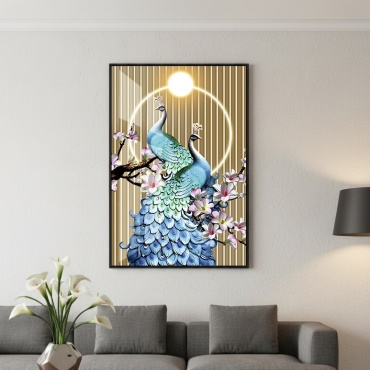 Canvas house картина Пара Павлинов в Цветущей Сакуре 80x120 см