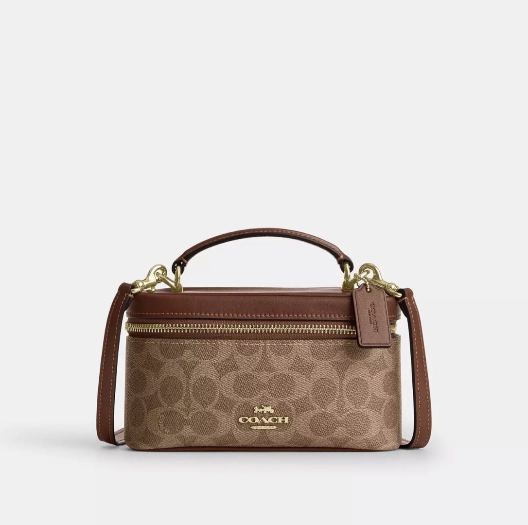 Сумка кросс-боди Coach натуральная кожа, канвас коричневый
