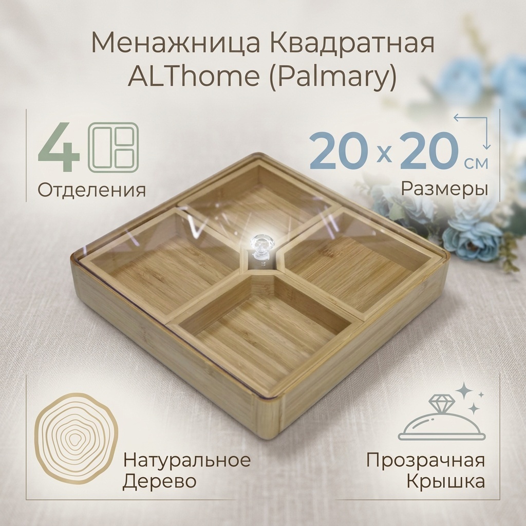 Palmary менажница ALThome менажница квадратная 4 шт