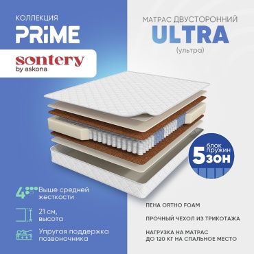 Матрас Askona Prime Ultra, 200x200x21 см