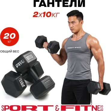 Набор гантелей Sport&Fitness неразборная 20 кг