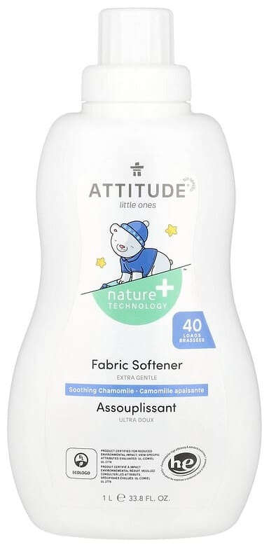 ATTITUDE кондиционер Little Ones, кондиционер для белья, ночной, успокаивающая ромашка, 40 загрузок, 1 л (33,8 жидкой унции) 1000 мл