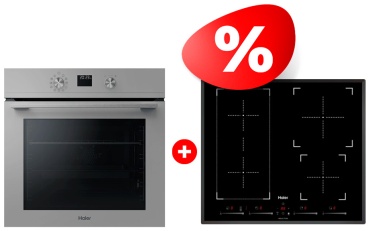 Haier HOQ-K4AAN3GG серый + варочная поверхность HHY-Y64FVB