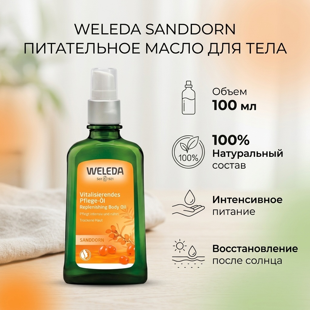 Weleda Облепиховое питательное масло для тела 100 мл