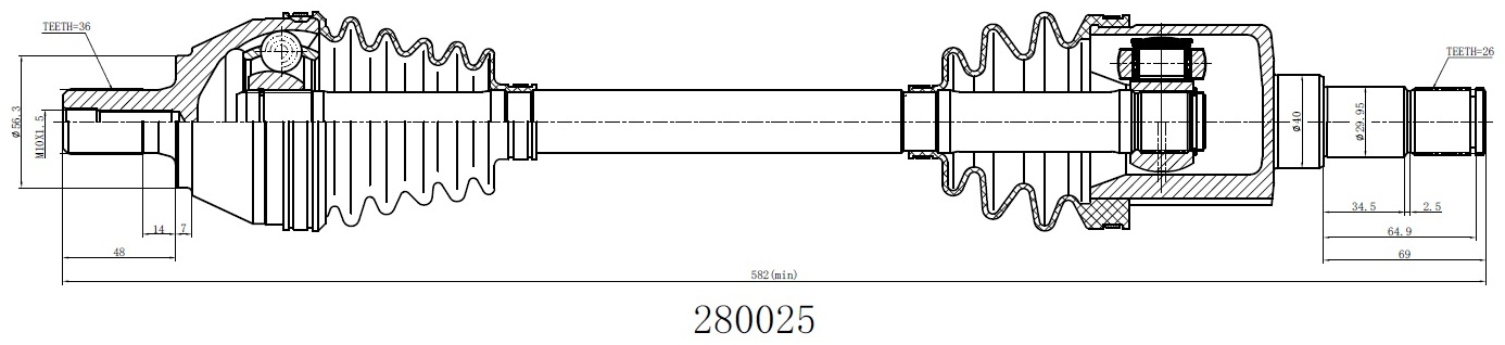 INKO привод колеса в сборе 280025