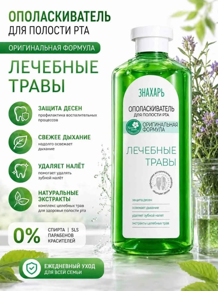 Знахарь Лечебные травы защита десен ополаскиватель лечебные травы 300 мл
