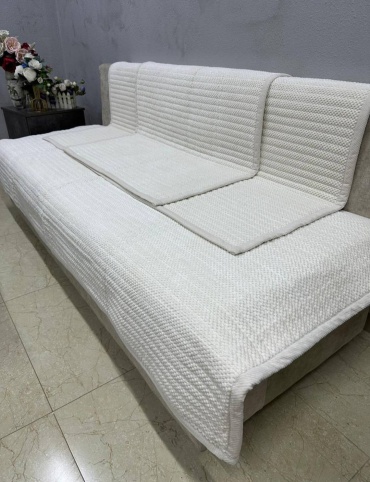 Home Textile дивандек для дивана, для кресла, для стула, для пуфа, для кушетки 34-002 белый, айвори 90*90,90*160,90*210