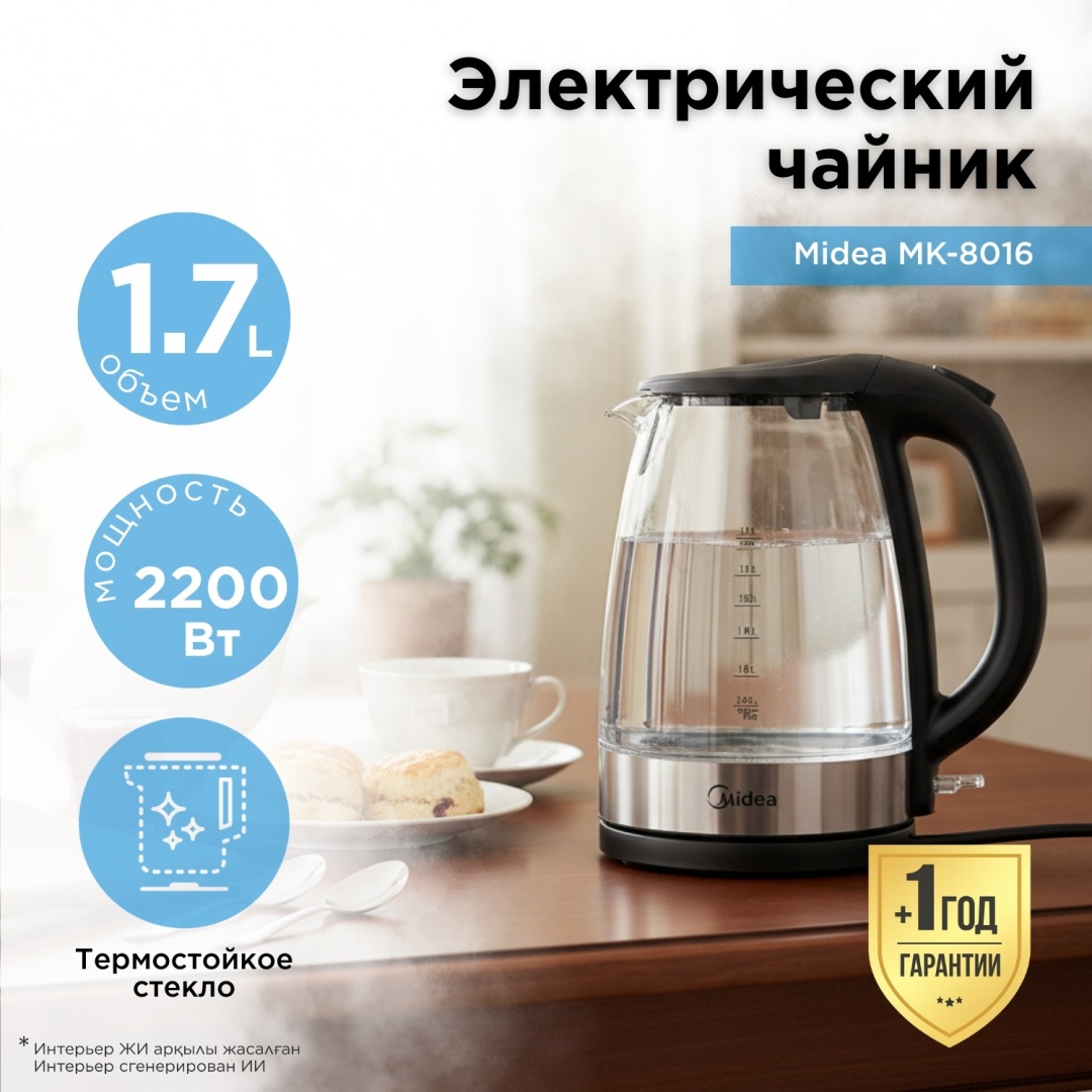 Электрочайник Midea MK-8016 черный