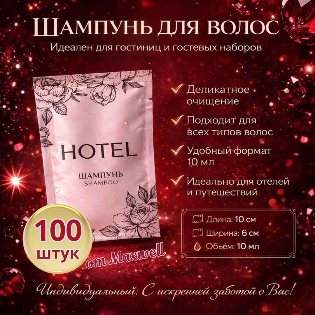 Порционный (одноразовый) 100 шт шампунь 10 мл