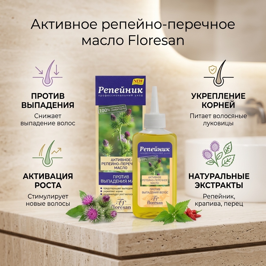 Floresan Активное репейно-перечное масло 100 мл
