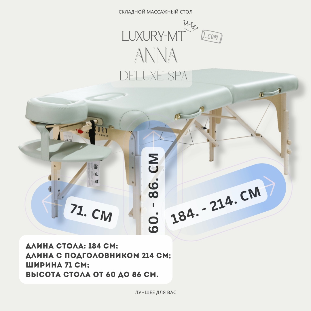 LUXURY MT Кушетка ANNA mint green до 350 кг 71х184 см