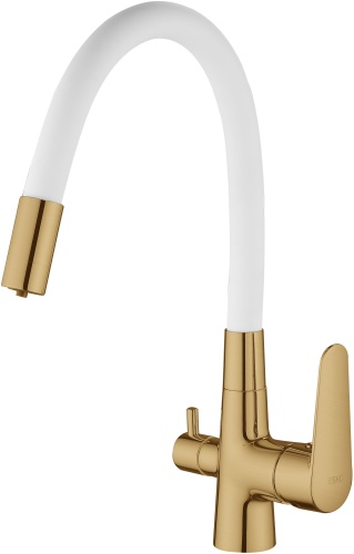 Смеситель с гибким изливом ESKO Coral CL03GW, латунь, цвет белый, золотистый