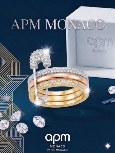 Кольцо APM Monaco 679 размер 17 ювелирный сплав, цирконий, золотистый