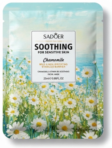 Маска для лица SADOER тканевая Chamomile Vitamin B5 Soothing Facial Mask - Успокаивающая маска для лица 1 шт