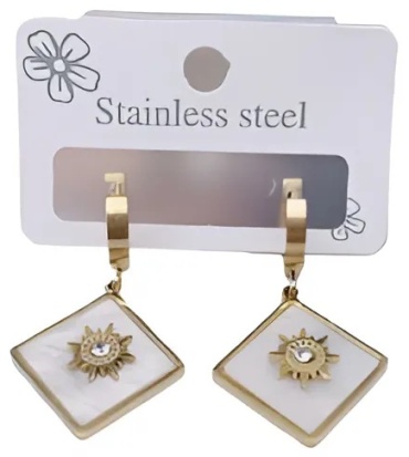 Серьги Stainless Steel бижутерный сплав, медицинское золото, кристалл