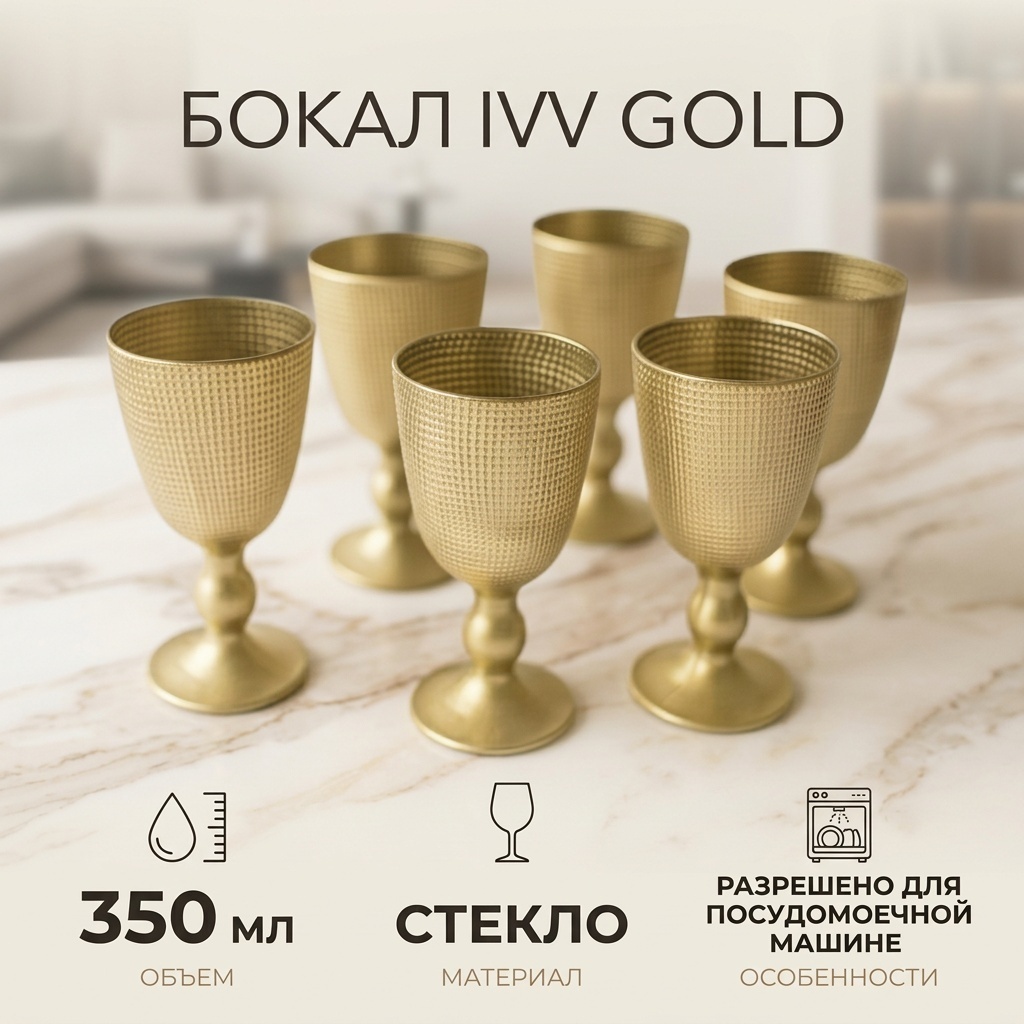 Бокал IVV 350 мл, стекло, 6 шт