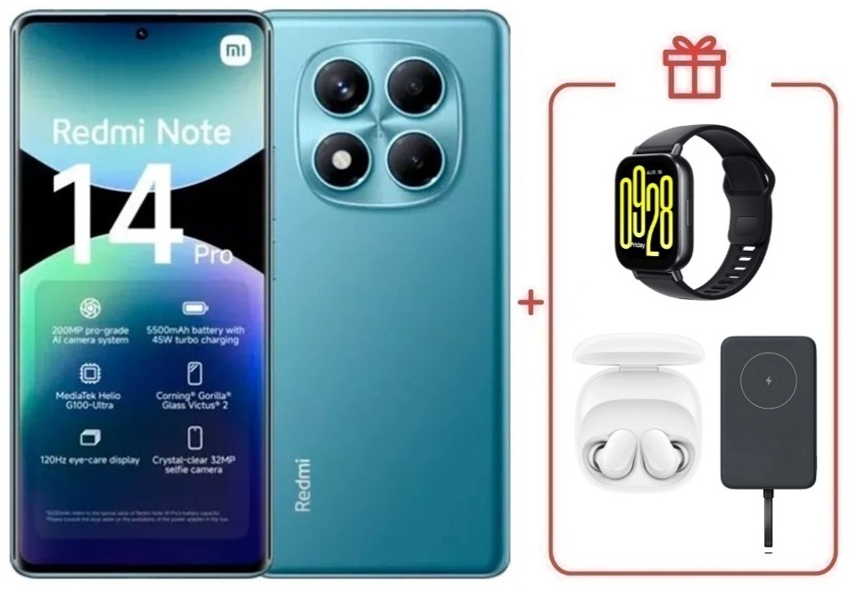 Смартфон Xiaomi Redmi Note 14 Pro 12 ГБ/512 ГБ голубой + подарок