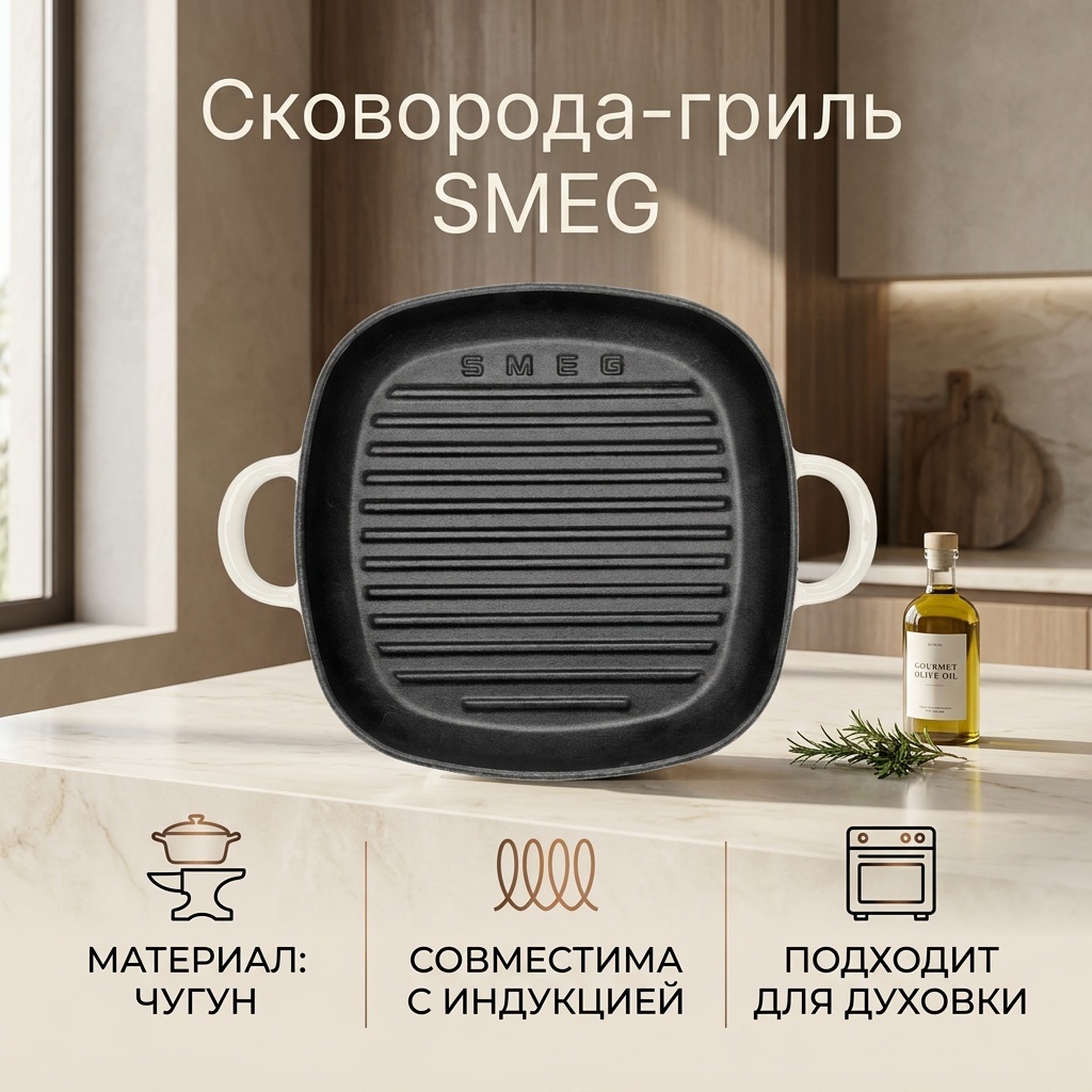 Сковорода гриль 26 см , чугун