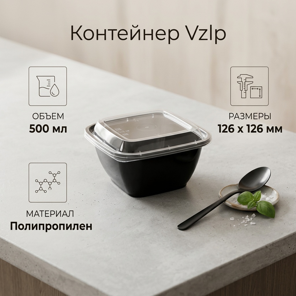 Контейнер Vzlp 500 мл черный 100 шт
