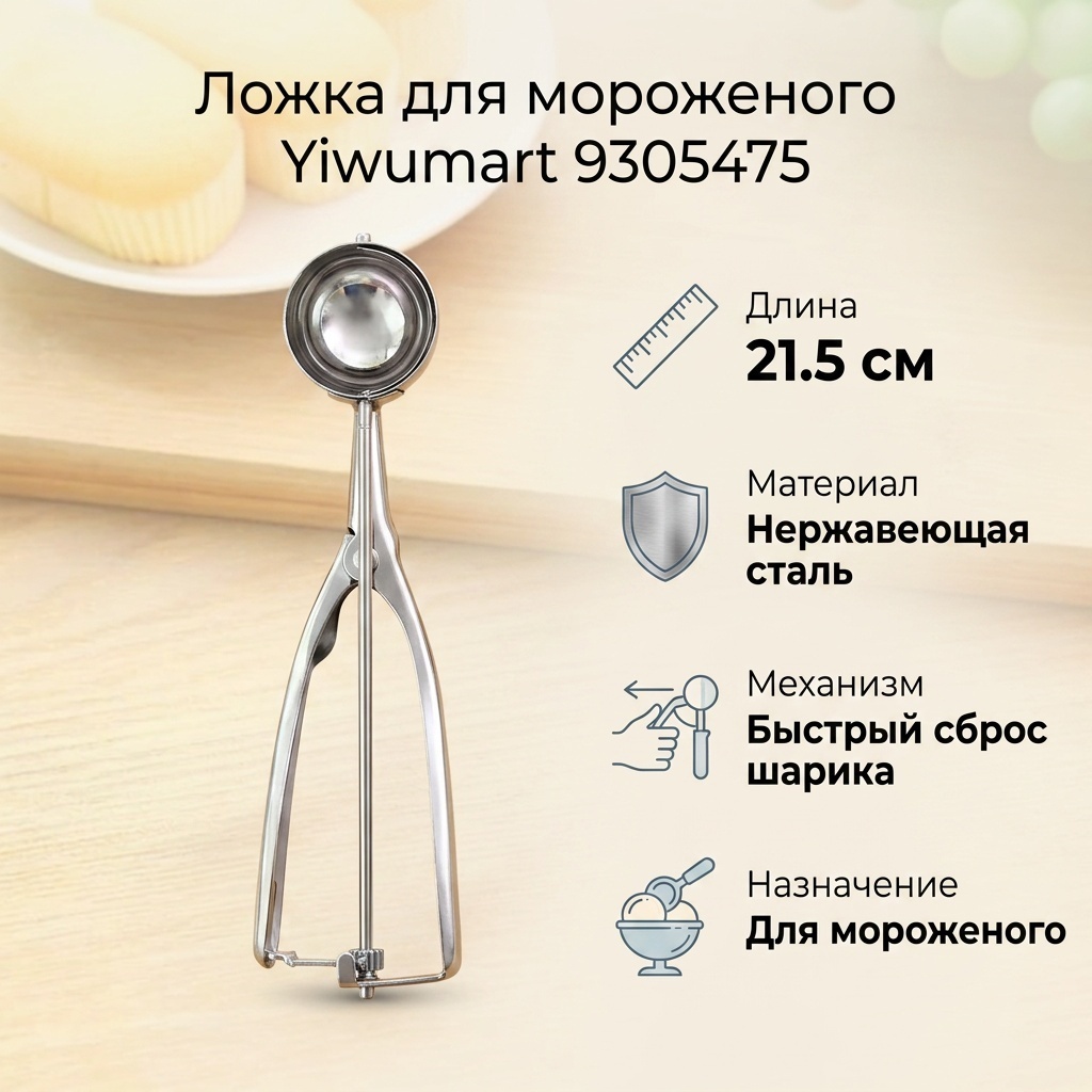Ложка для мороженого Yiwumart нержавеющая сталь, 1 шт
