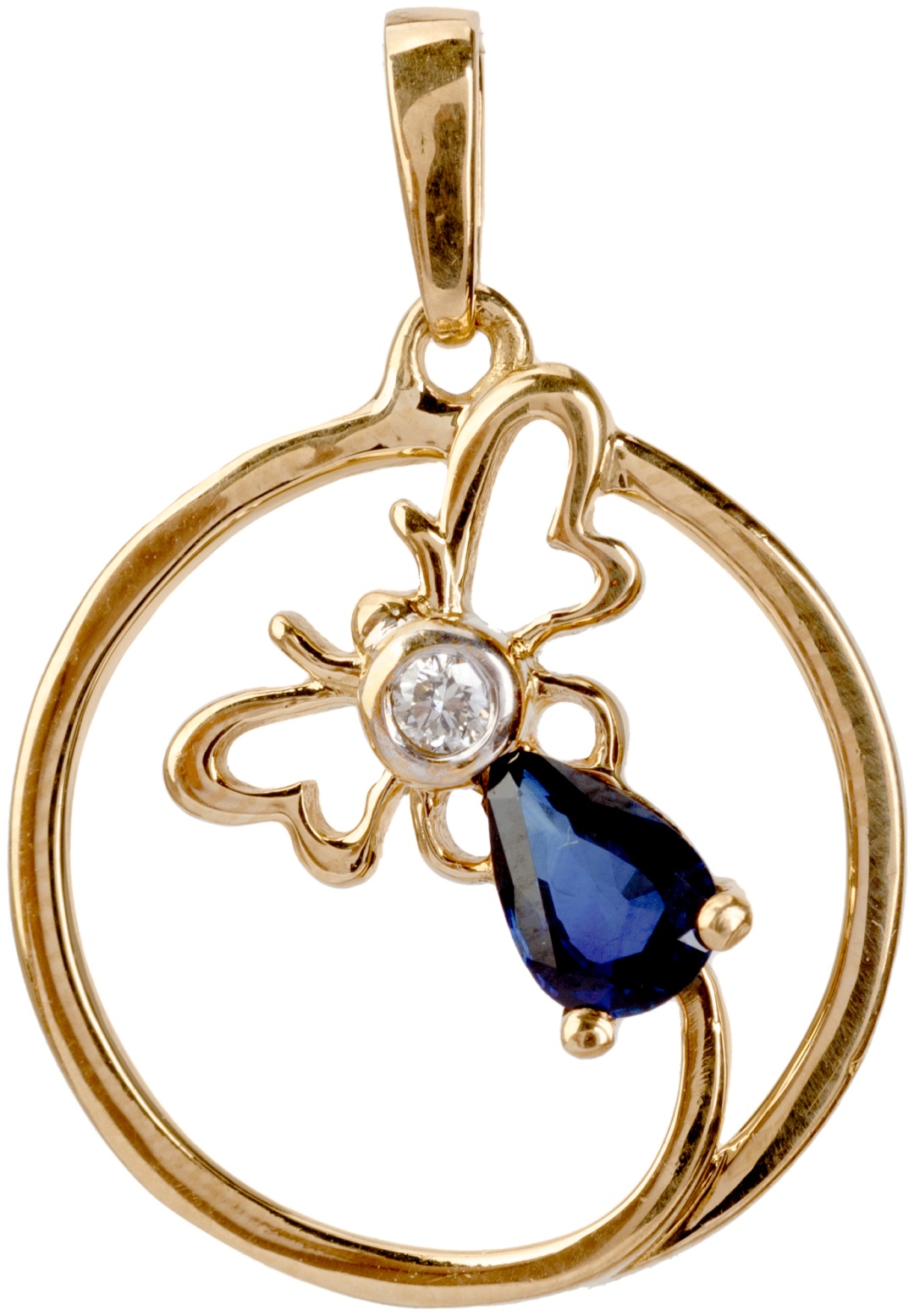 Подвеска GoldBerry 244-203-520 вес 2.2 г золото, бриллиант, сапфир
