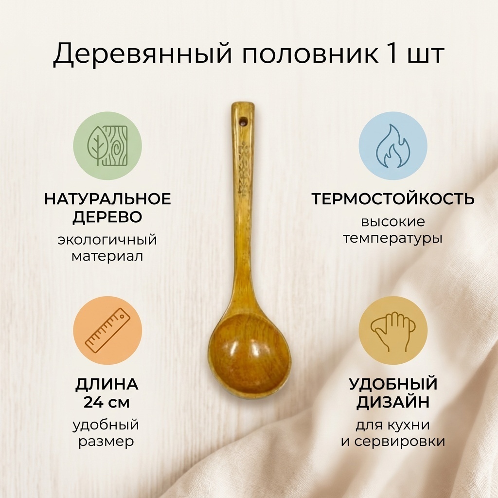 Половник дерево, 1 шт