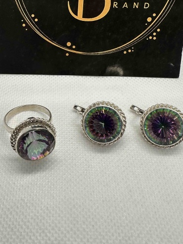 JANASYL Brand JB071 вес 15 г серебро, топаз