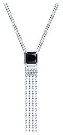 Колье Diamant 94-370-02083-1 длина 50 см вес 6.15 г серебро, оникс, фианит