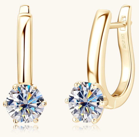 Серьги Bloomy BL-8457 вес 4 г серебро, золото, муассанит