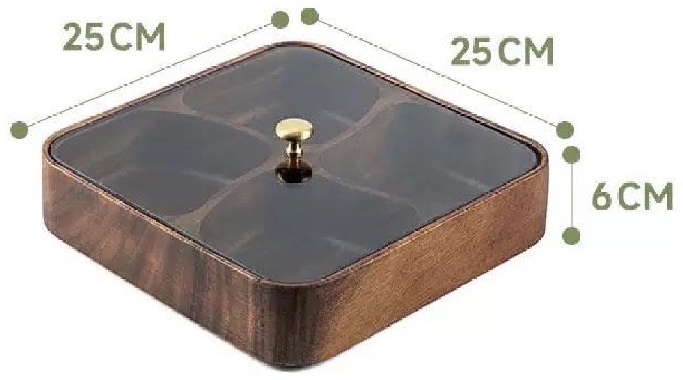 OMALI HOME менажница Менажница Natural Wood с крышкой 4 волнистые секции 25*25 см квадратная 1 шт