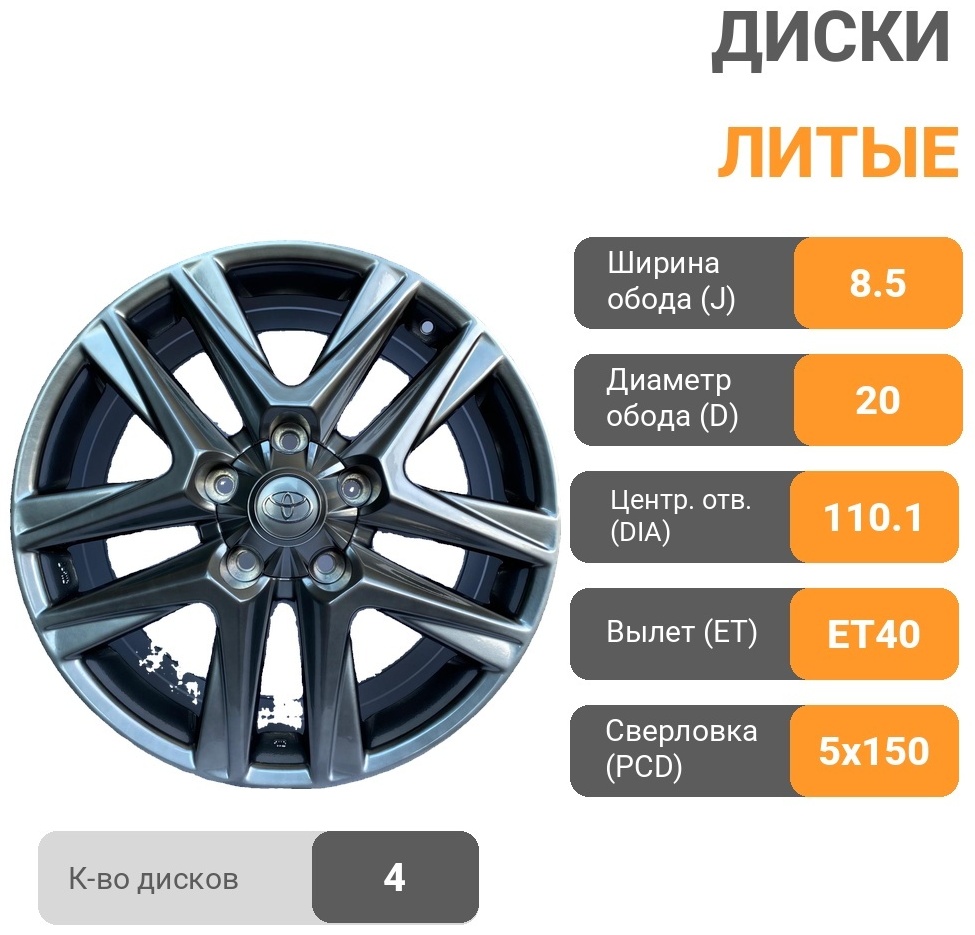 DNS HH5455 8.5x20/5x150 D110.1 ET40 4 диска графит