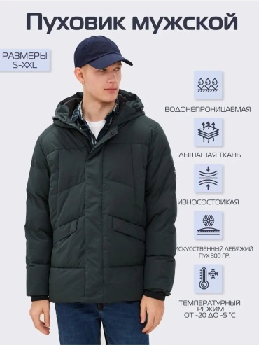 Пуховик зеленый