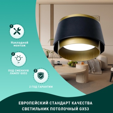 Встраиваемый светильник Radar GX53 20 Вт 220 В  GX53CM082--BK