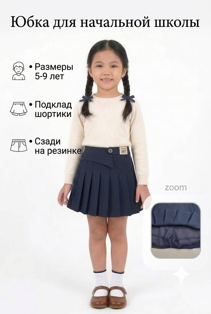 Школьная юбка трапеция синий