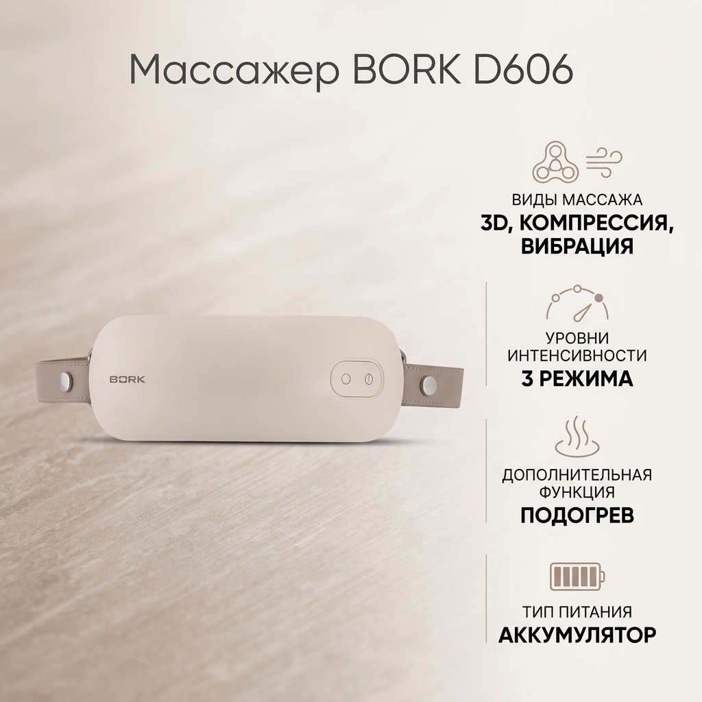 Массажер BORK D606 воротник 3D-массаж, вибрационный, воздушно-компрессионный
