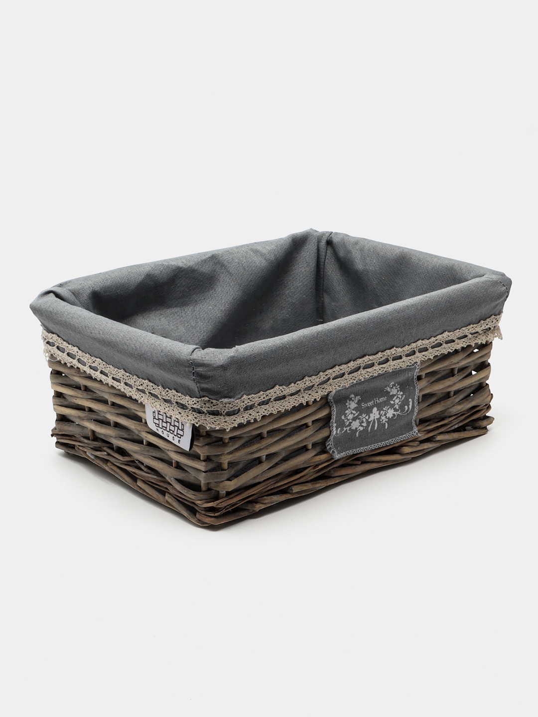 Корзина универсальная 34x25x16 см, дерево, текстиль