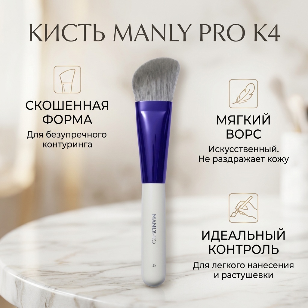 MANLY PRO кисть K4 белый, фиолетовый 1 шт