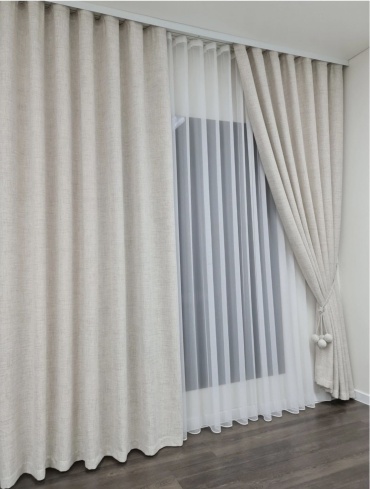 Комплект Domdecor 400x250 см 3 шт, лен, бамбук, бежевый