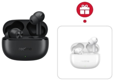 Наушники Realme Buds T200x черный + подарок