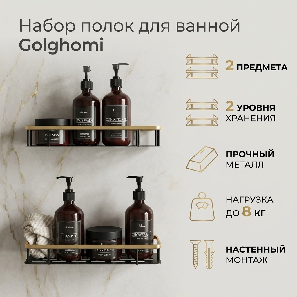 Полка Golghomi 2 шт, металл