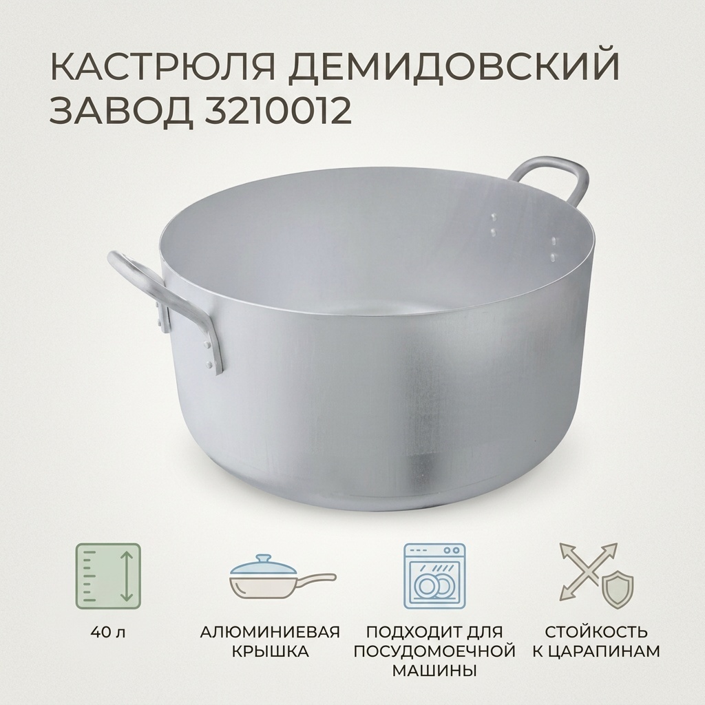 Кастрюля 40 л, Демидовский завод 3210012 алюминий