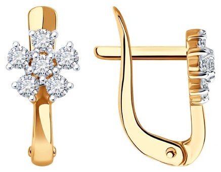Серьги Diamant 51-120-02802-1_s вес 1.35 г золото, фианит