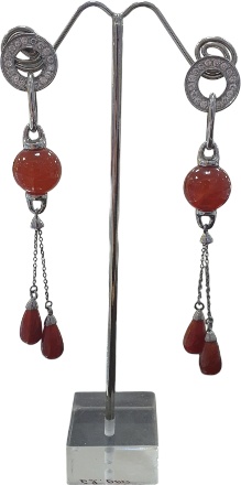Серьги ювелирный сплав, сердолик, цирконий