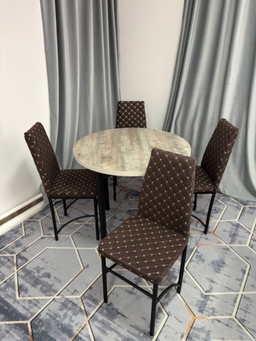 Комплект MEBEL STYLE GROUP КСТ-4, стол 90х90 см + 4 стула, коричневый