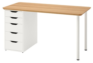 Стол письменный IKEA ANFALLARE / ALEX, 65х140x73 см, белый, коричневый