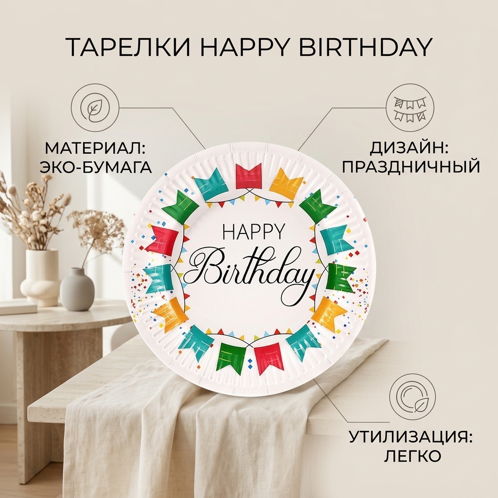 Тарелка 550-046 мультиколор 10 шт