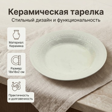 Обеденная тарелка 18 см, 1 шт, керамика