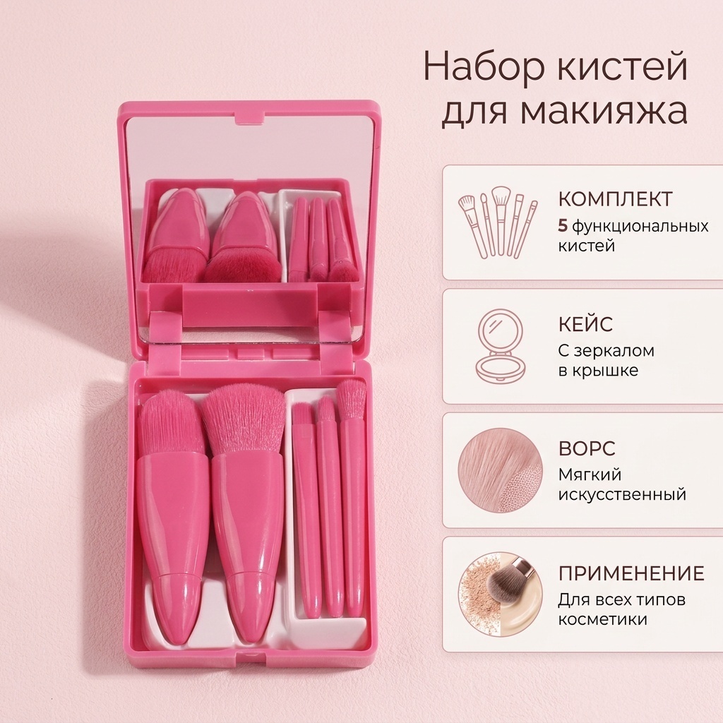 Набор кистей для макияжа 5 шт