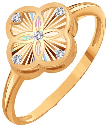 Кольцо Miras Gold Т14261И038 размер 18.5 вес 1.58 г золото, фианит