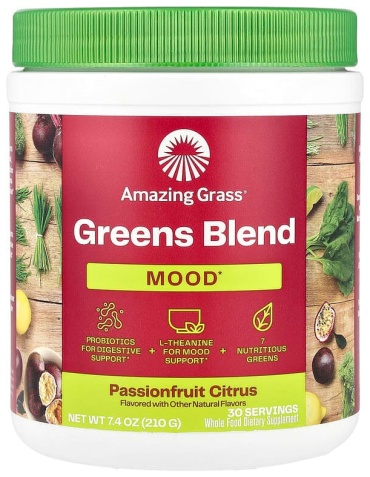 Amazing Grass Greens Blend Mood ростки пшеницы, ростки ячменя, спирулина, хлорелла 210 г